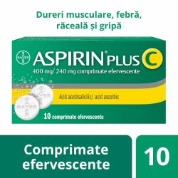 Aspirin Plus C, 400 mg/240 mg, 10 comprimate efervescente, Bayer